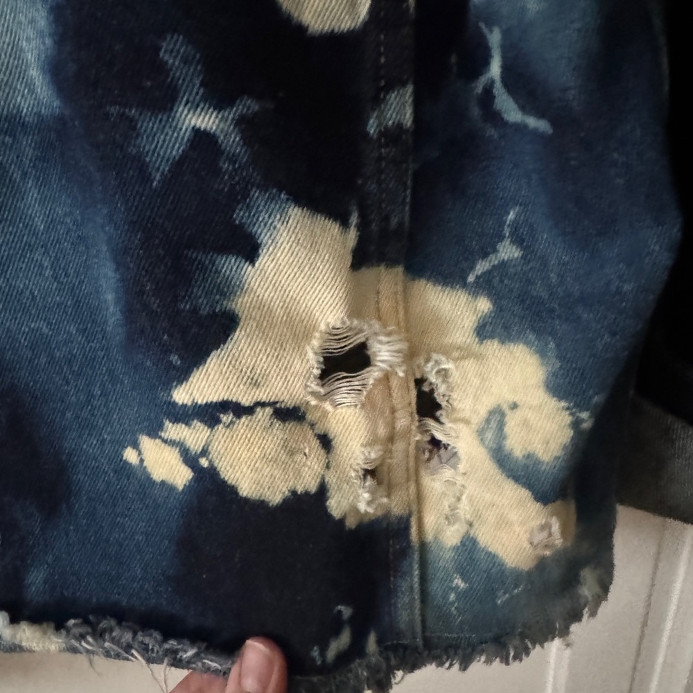 Distressed Tie-Dye Denim Jacket Artisan Made Unique - Picture 12 of 16